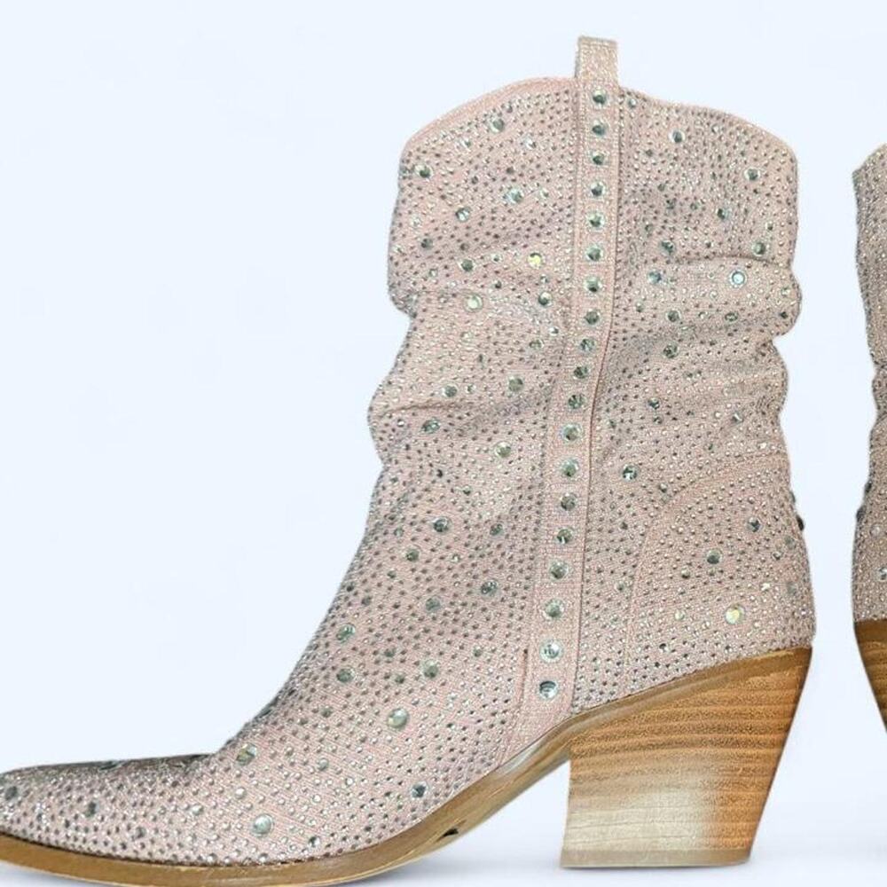 Jessica simpson zellya rhinestone western boots in blush